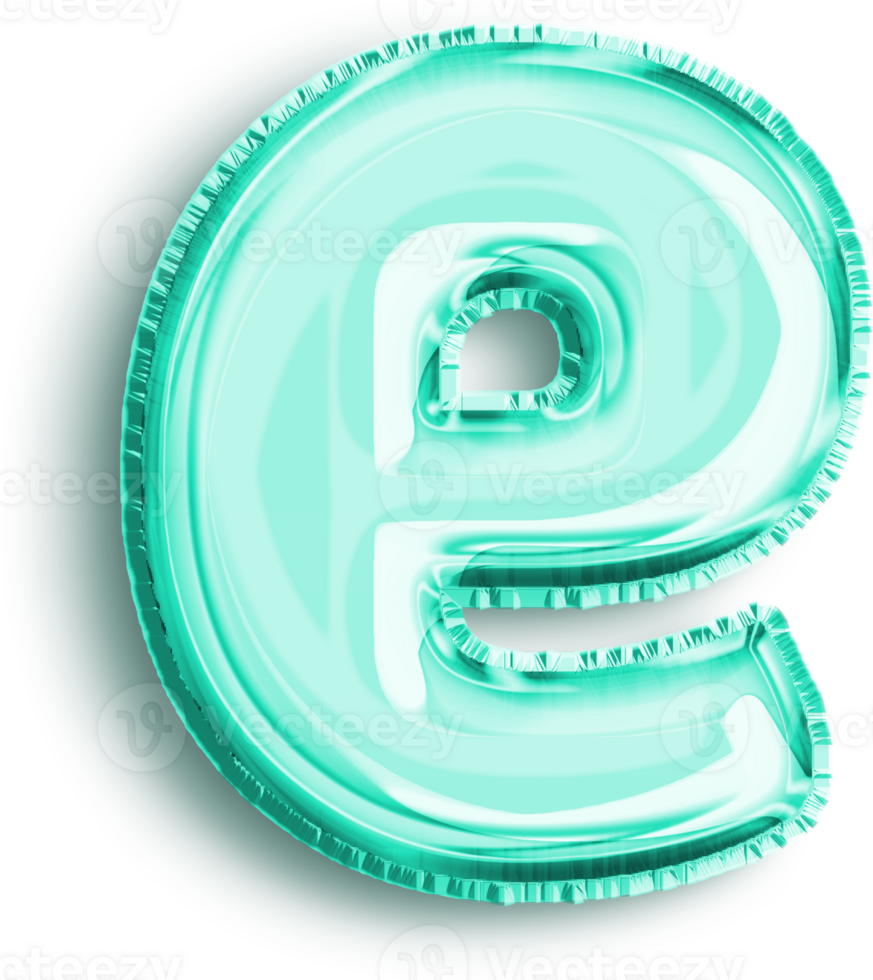 Turquoise Foil Balloon Lowercase Letter E png