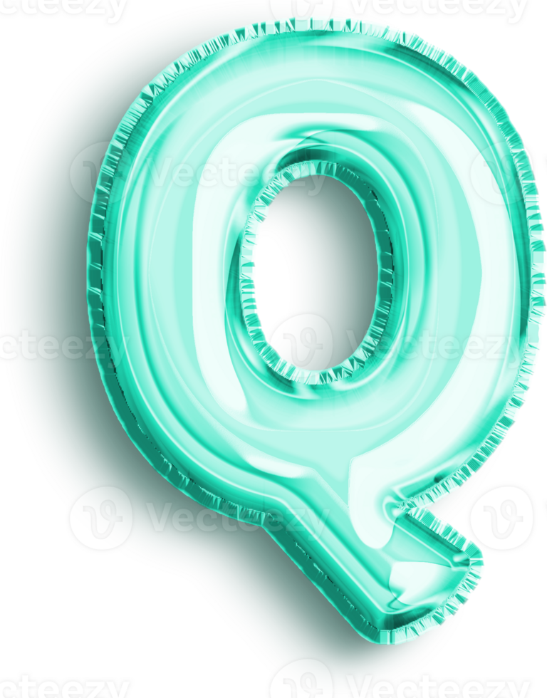 Turquoise Foil Balloon Uppercase Letter Q png