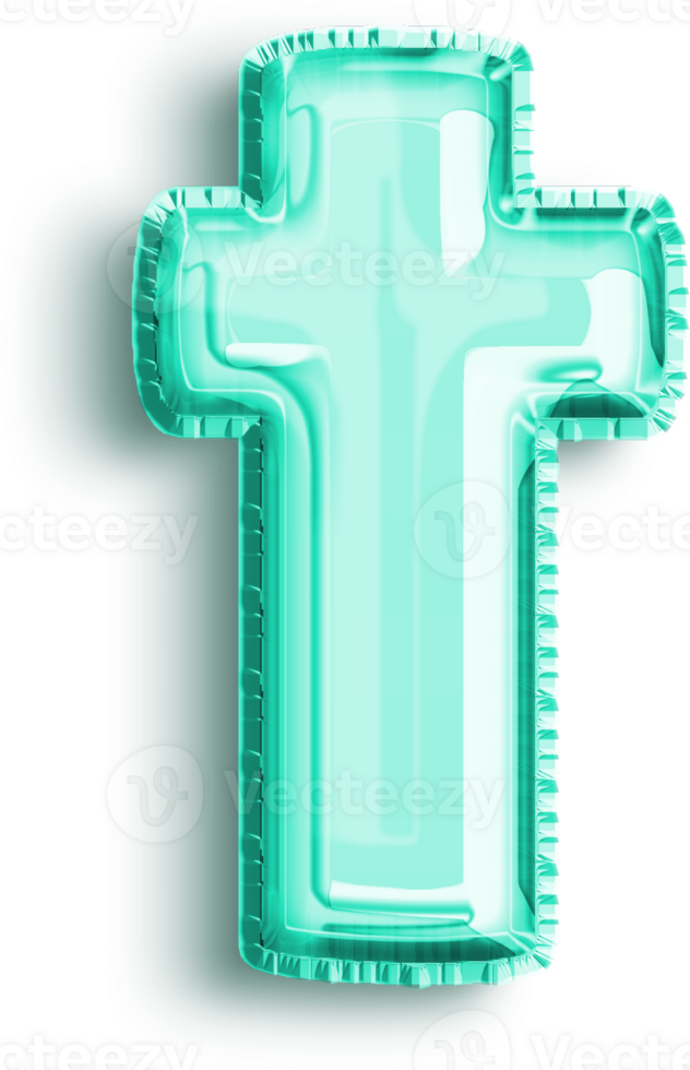 Turquoise Foil Balloon Lowercase Letter T png