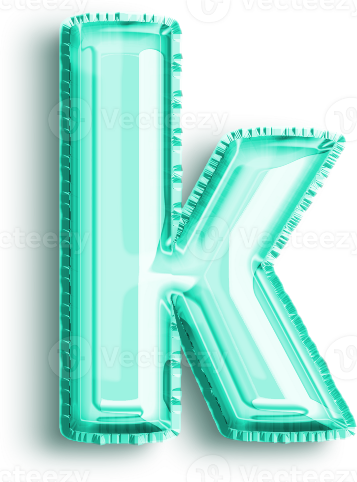 Turquoise Foil Balloon Lowercase Letter K png