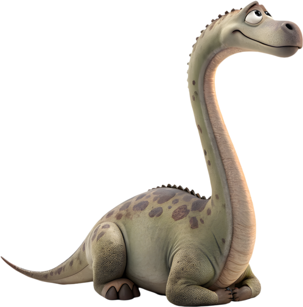 Vibrant Cartoon Brontosaurus Dinosaur for Storybook-Style Illustrations. . png