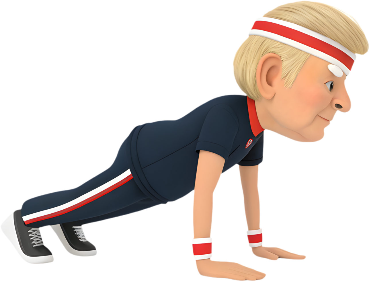 Adorable Cartoon Man Doing Exercise in Joyful Adventure. . png