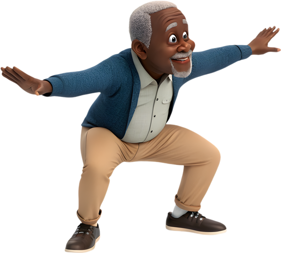 Cute Cartoon Man Exercising in Fun Adventure Action. . png