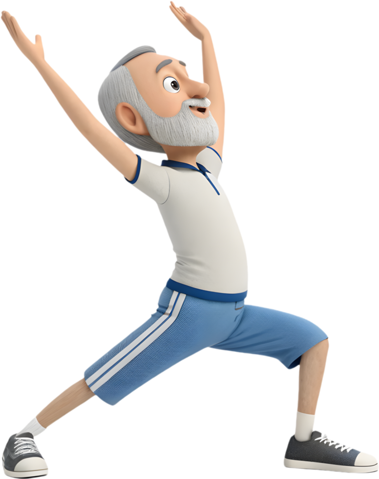 Cheerful Cartoon Man Doing Exercise in Fun Journey. . png