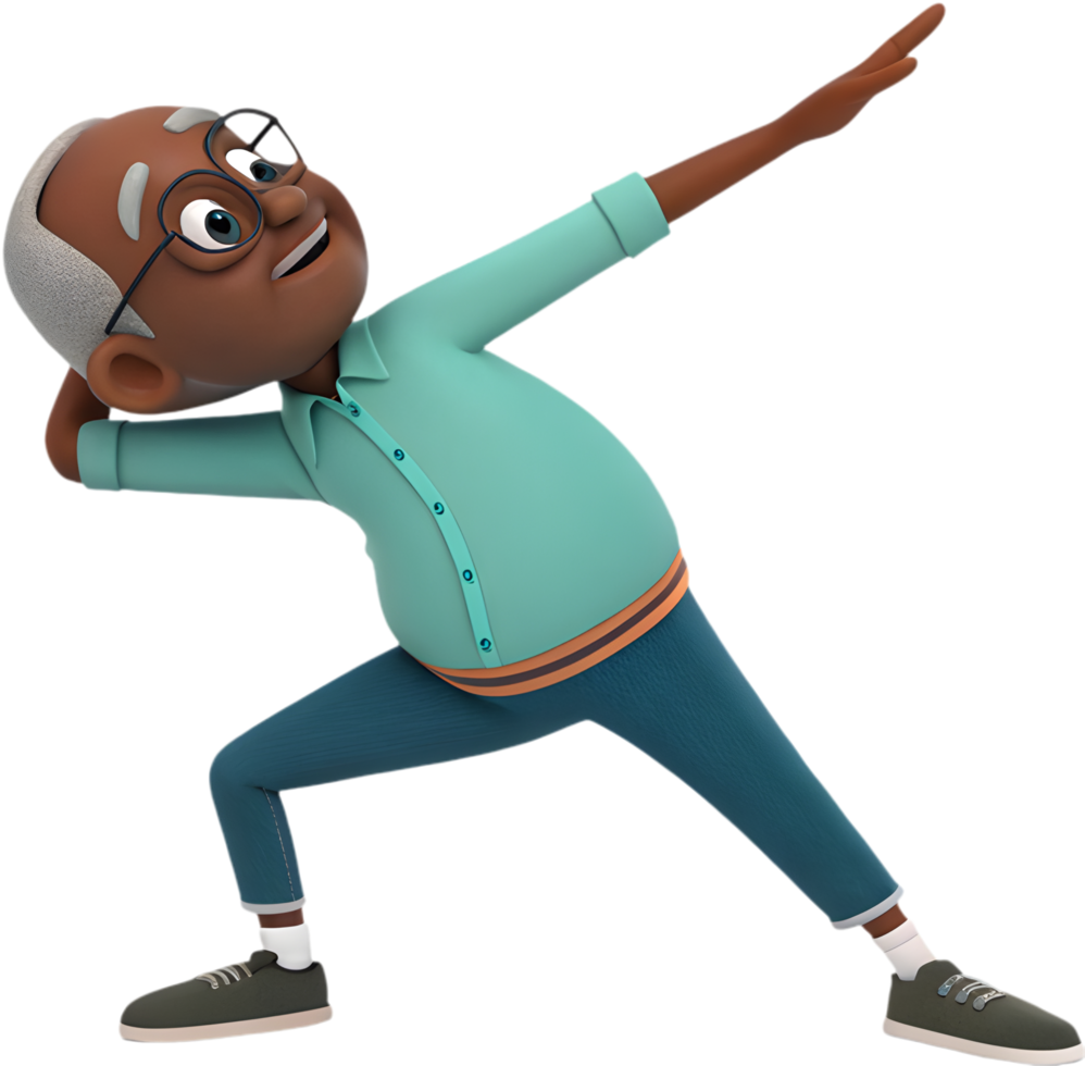 Creative Cartoon Man Doing Exercise in Joyful Scene. . png
