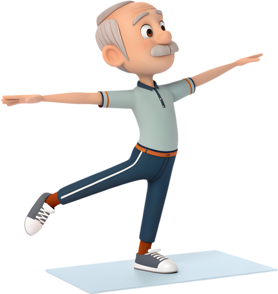 Energetic Cartoon Man Exercising in a Delightful Scene. . png