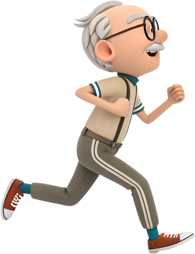Whimsical Cartoon Man Doing Exercise in Fun Adventure. . png