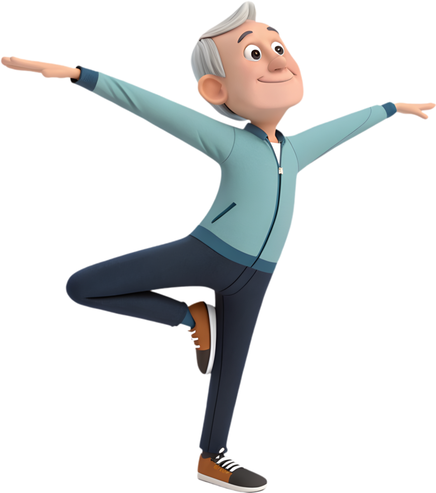 Engaging Cartoon Man Doing Exercise for Playful Projects. . png