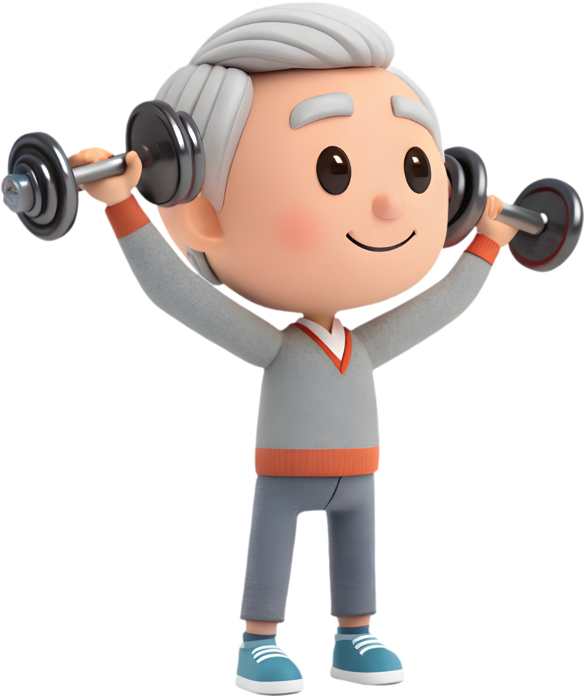 Cheerful Cartoon Man Exercising in Exciting Adventure Activity. . png