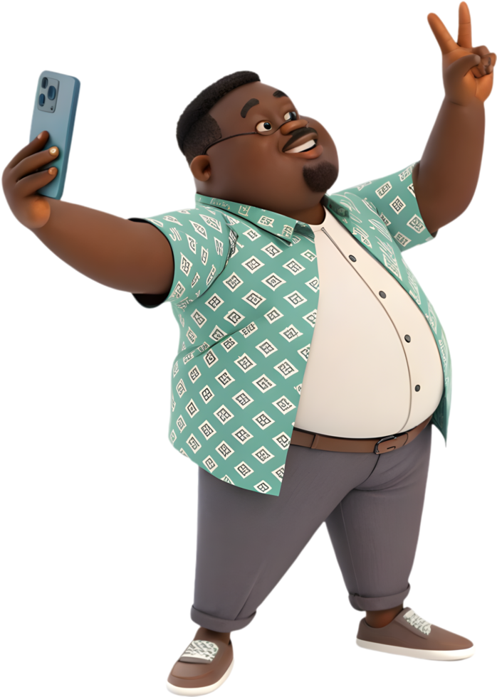 Cute Cartoon Man Navigates Technology with Playful Energy. . png