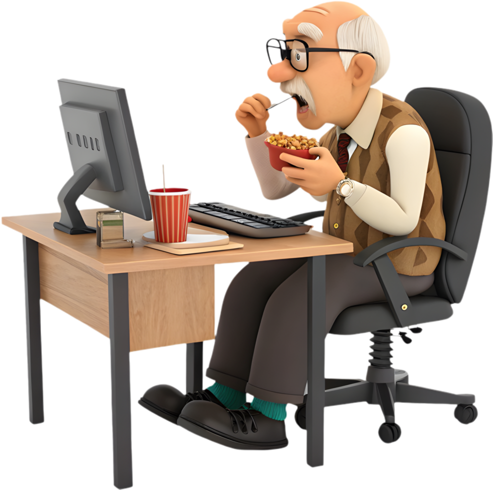 Adorable Cartoon Character Brings Playful Energy to Work Challenges. . png