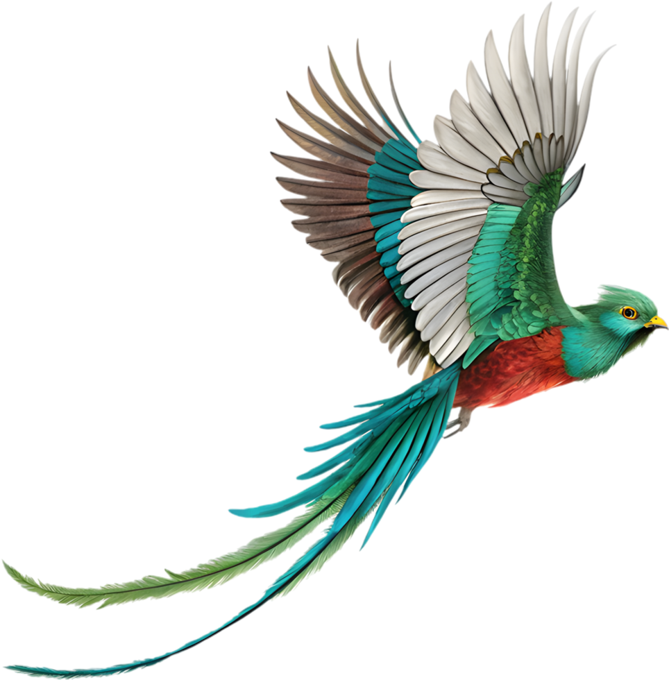 Resplendent Quetzal Radiates Brilliant Plumage in Majestic Art. . png