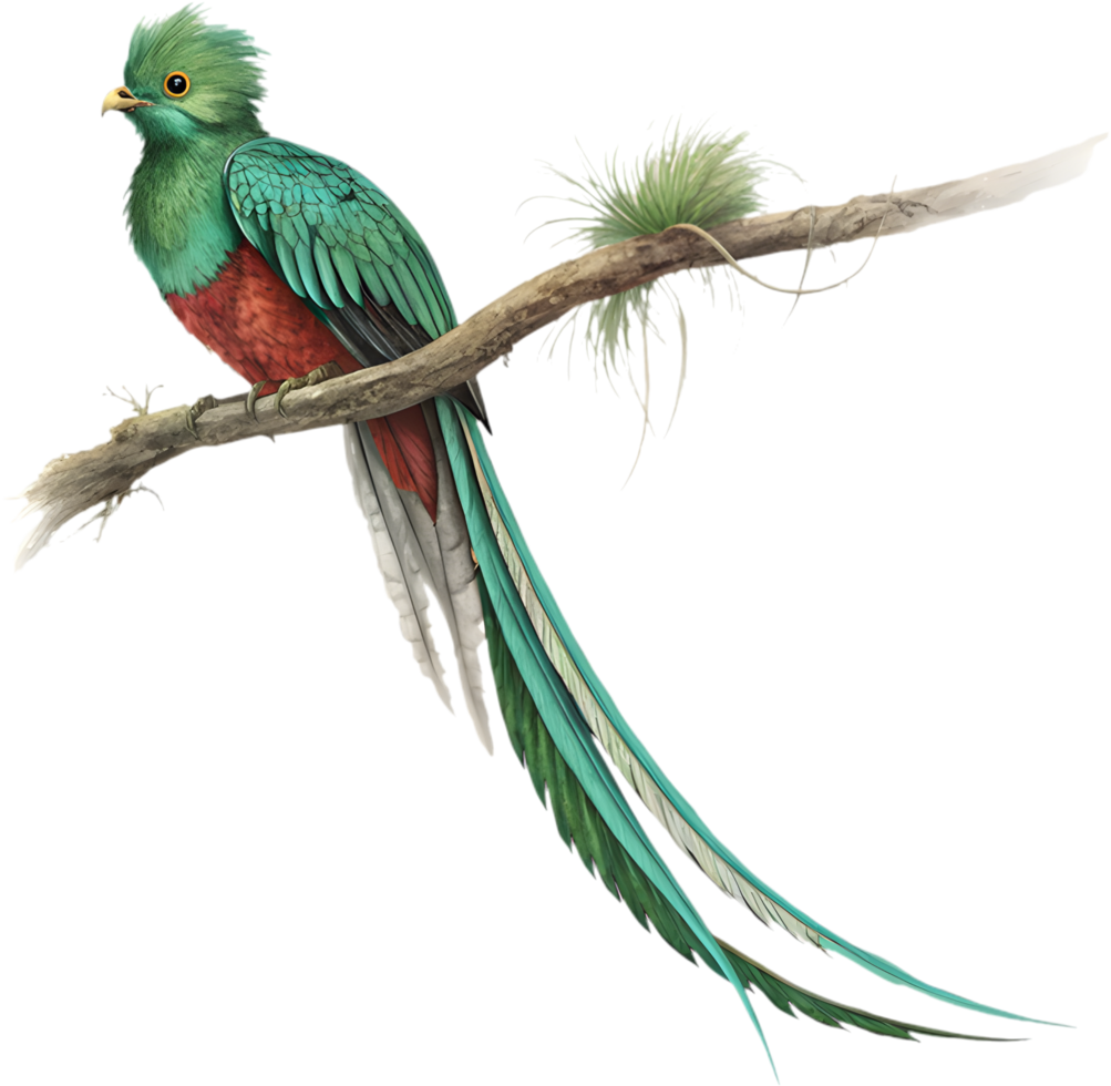 Brilliant Resplendent Quetzal Dazzles with Gorgeous Plumage Display. . png