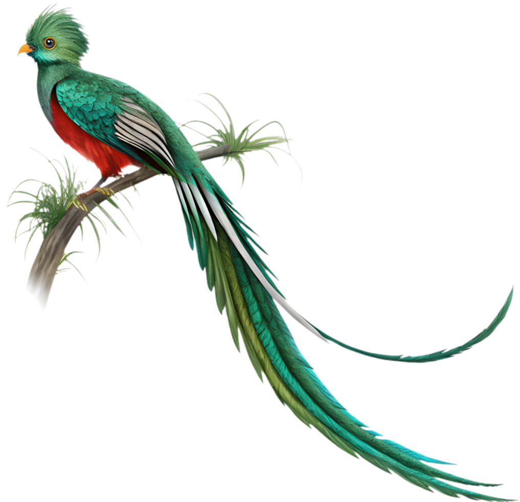 Majestic Resplendent Quetzal Dazzles with Stunning Feather Display. . png