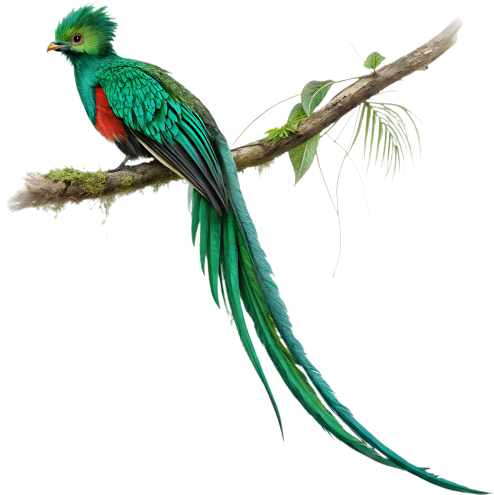 Resplendent Quetzal Displays Majestic Feathers in Stunning Art. . png