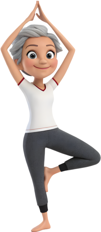 Cartoon Woman Exercising Brings Vibrant Charm to Fitness Projects. . png