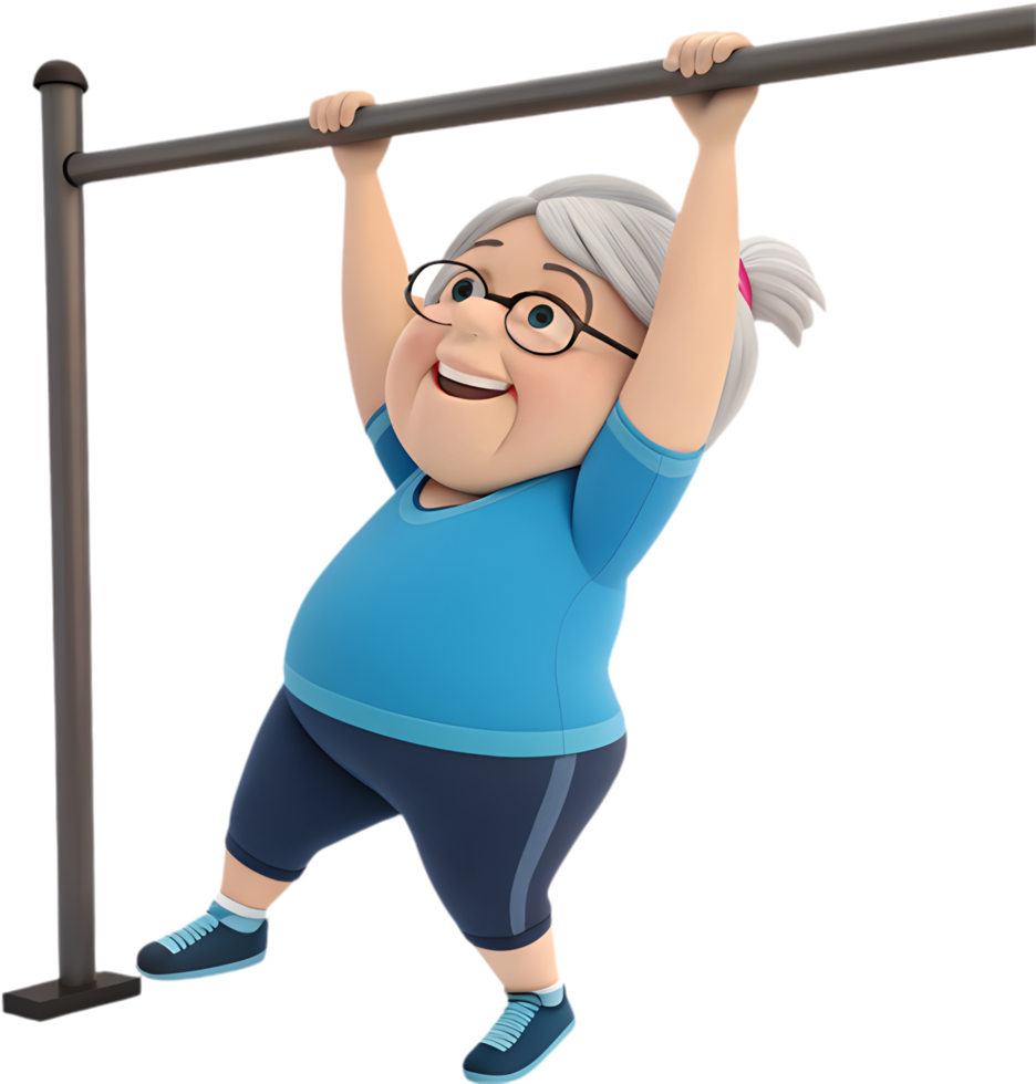 Cartoon Woman Exercising Creates Motivating Fitness Designs with Charm. . png