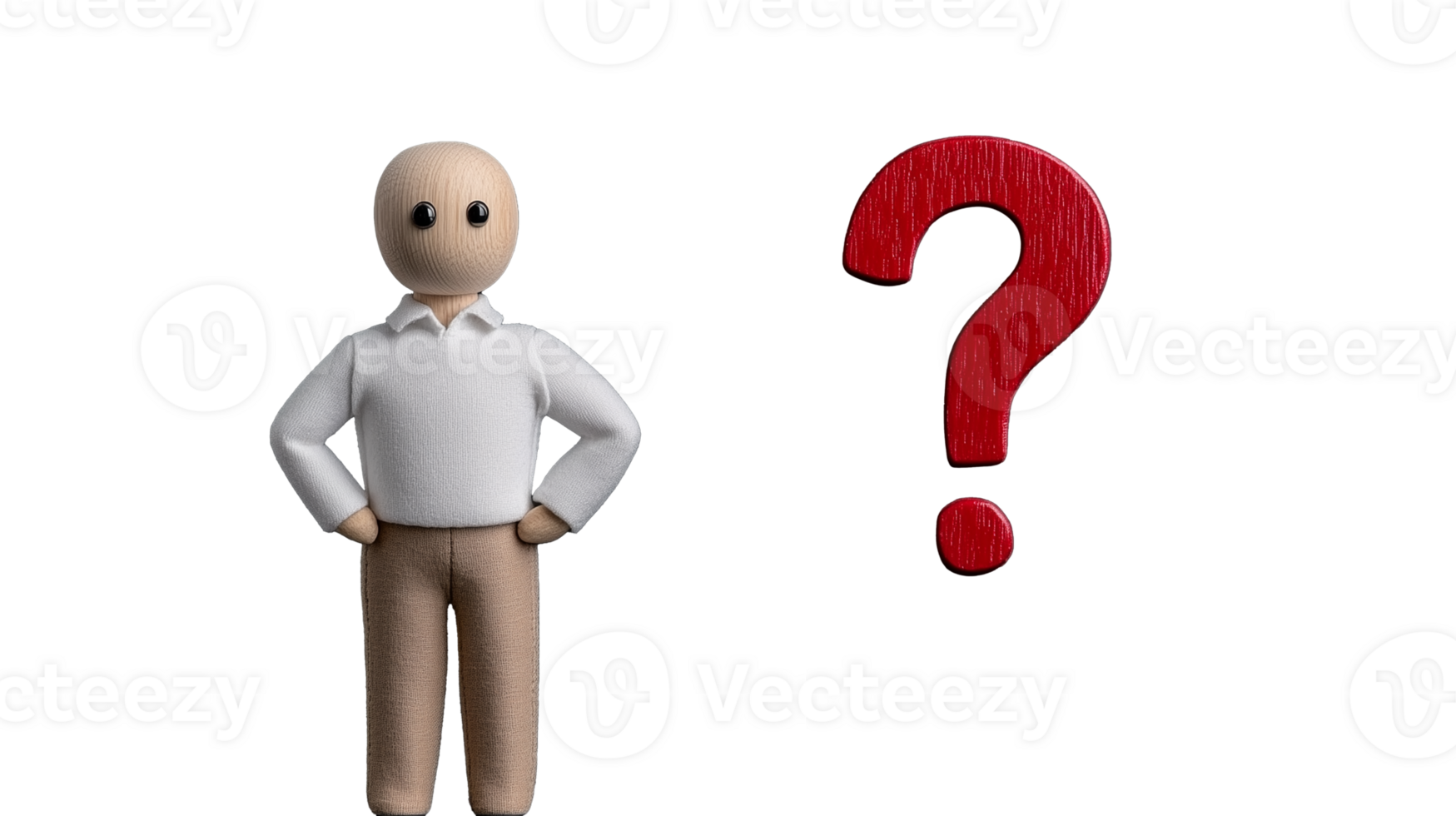 Figurine with Question Mark on Transparent Background png