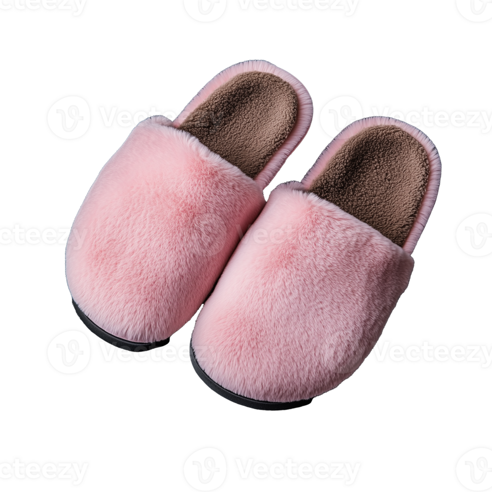 Cozy pink slippers on transparent background for stylish home comfort png