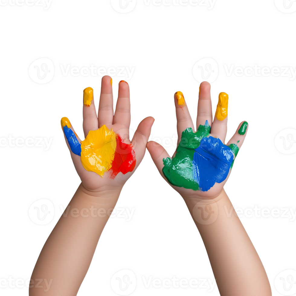 Colorful Painted Hands with Transparent Background for Creative Projects png
