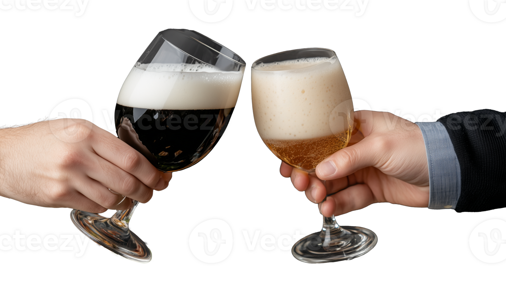 Cheers with Beer and Cider Glasses on Transparent Background png