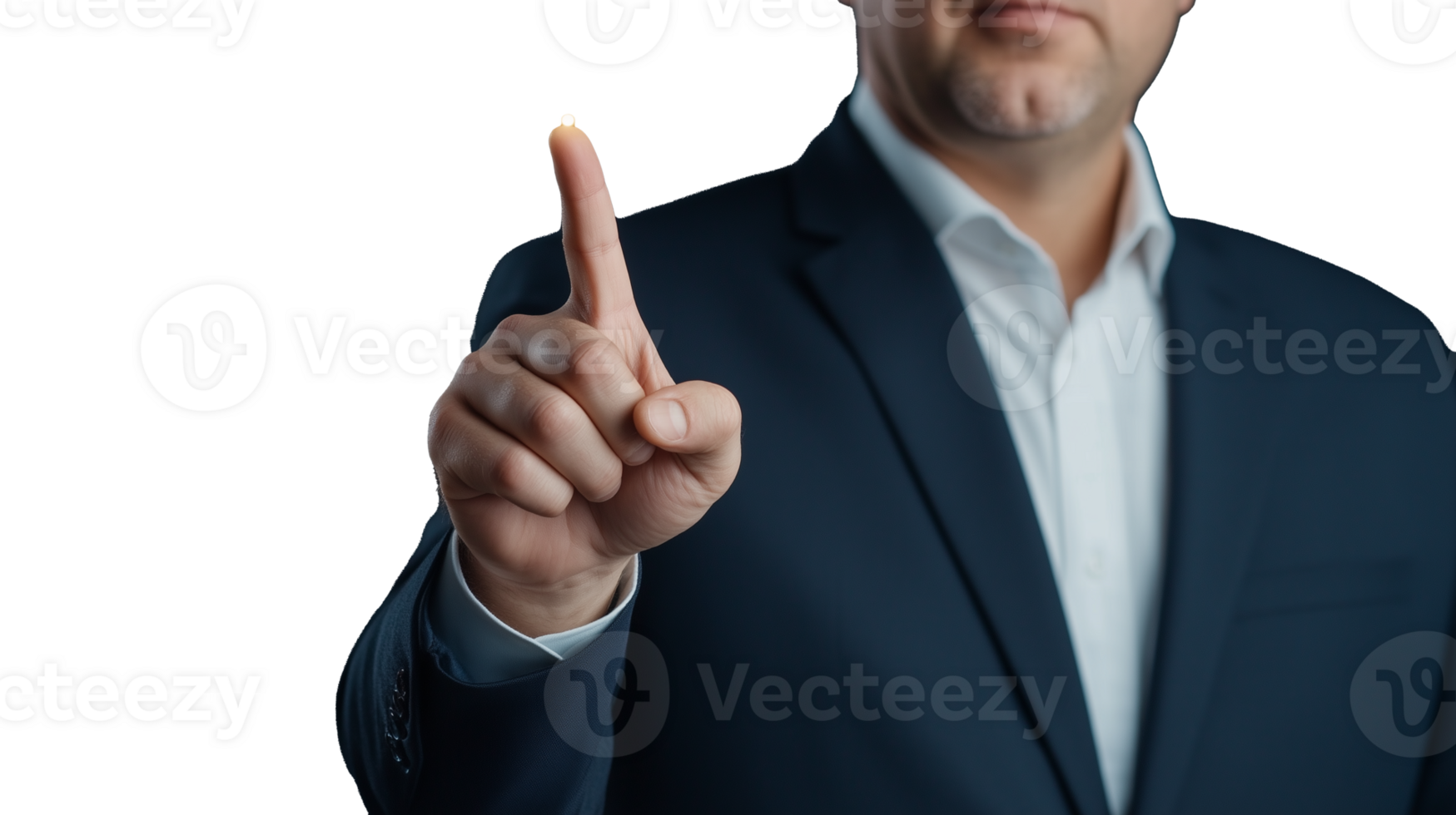 Professional Man Pointing with Index Finger on Transparent Background png