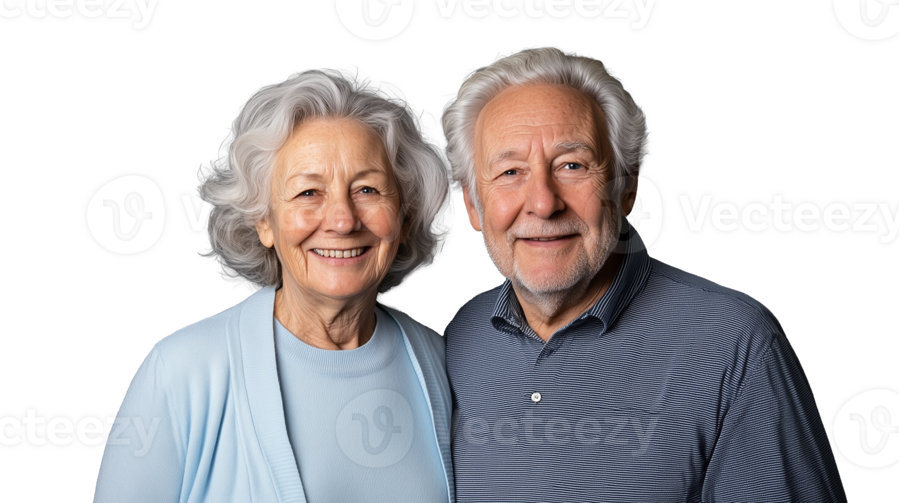 Senior couple smiling together with transparent background showcasing warmth and connection png