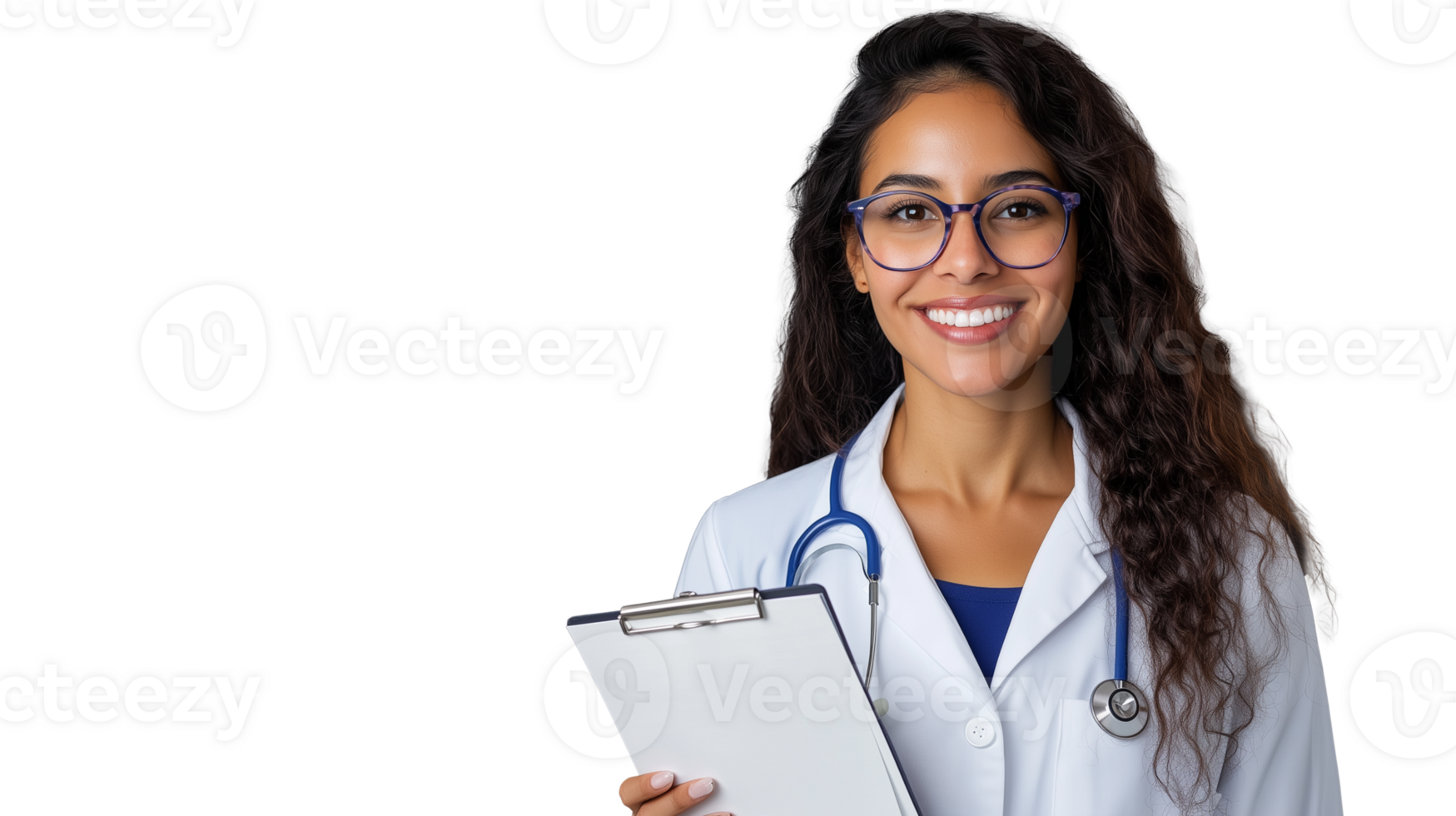 Medical Professional Smiling with Clipboard on Transparent Background png