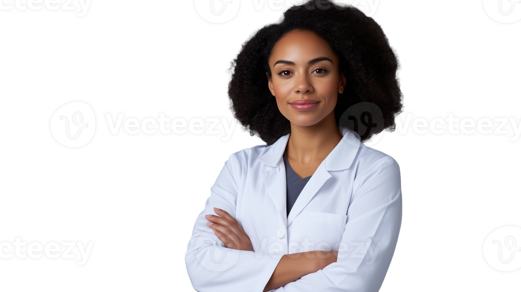 Confident professional in lab coat with transparent background showcasing expertise and approachability png