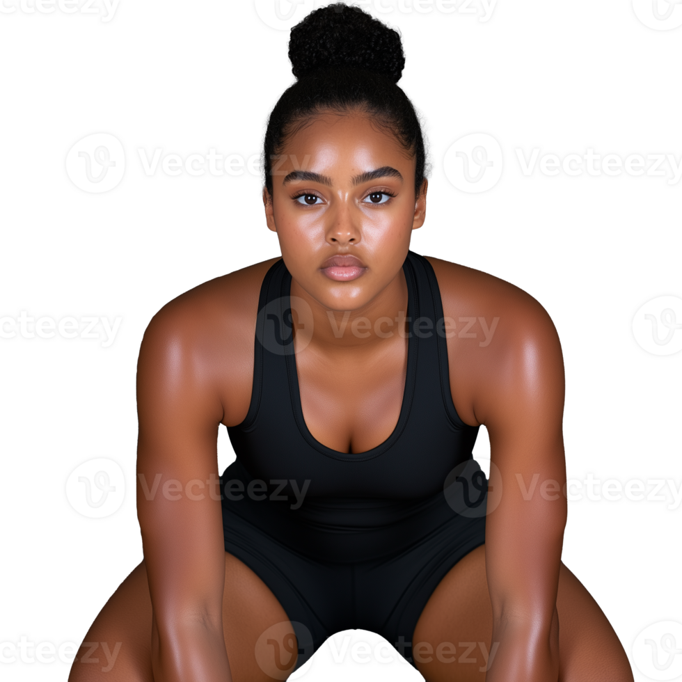 Athletic woman preparing for exercise with transparent background png