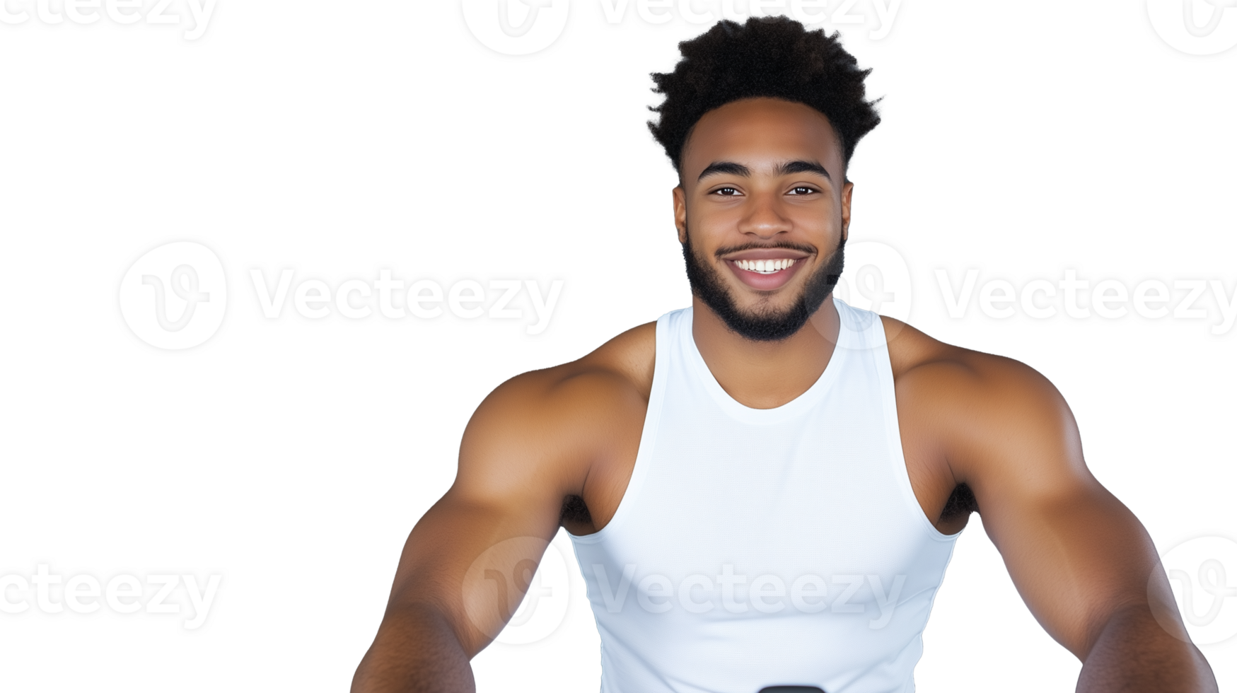 Smiling young man in tank top with transparent background png
