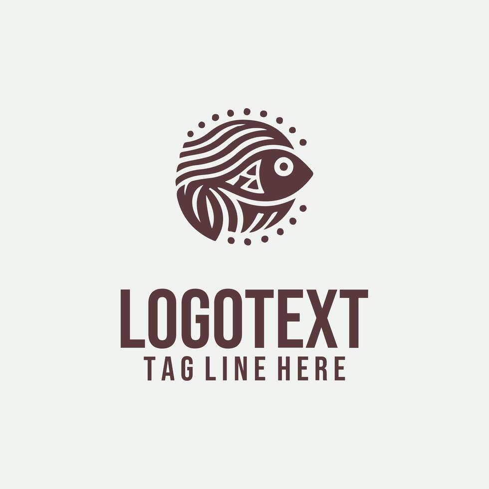 Sea Sway linear fish logo vector