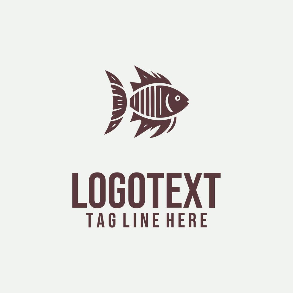 Line Ripples linear fish logo vector
