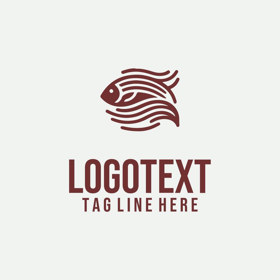 Aqua Glide linear fish logo vector