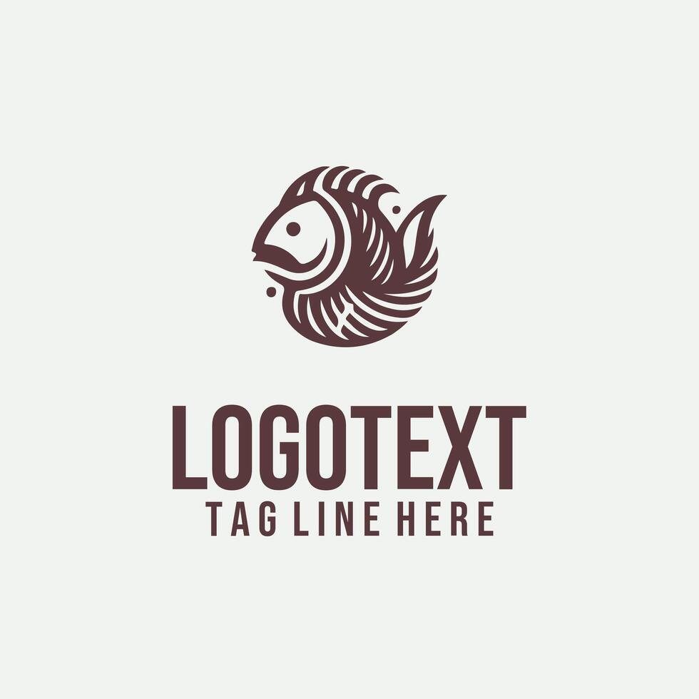 Tidal Line linear fish logo vector