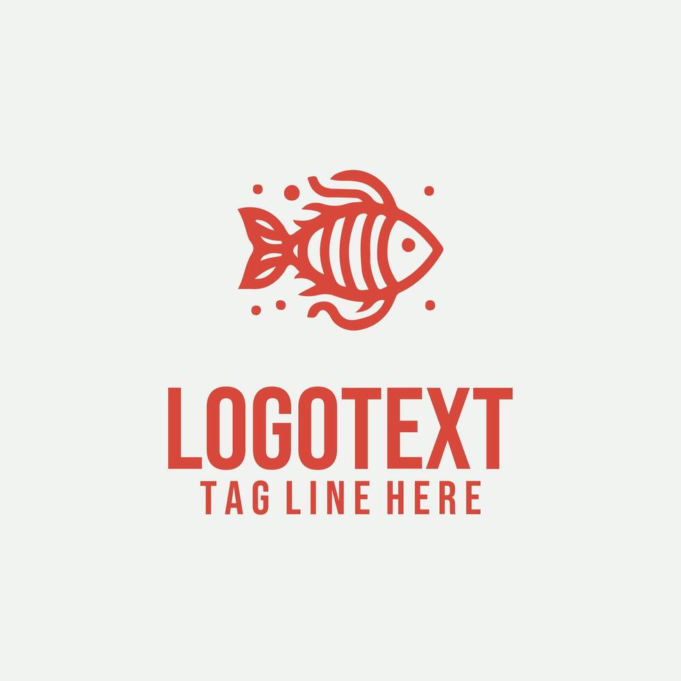 Wave Sail linear fish logo vector