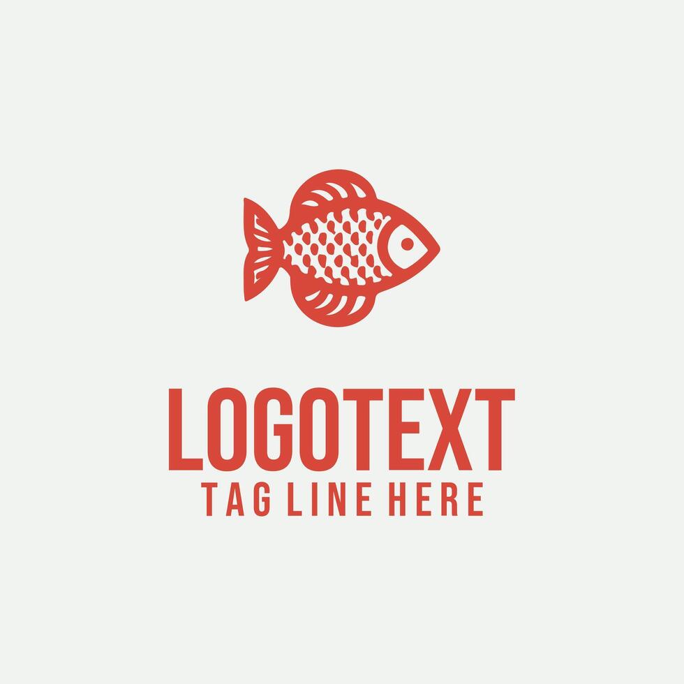 Wave Sail linear fish logo vector