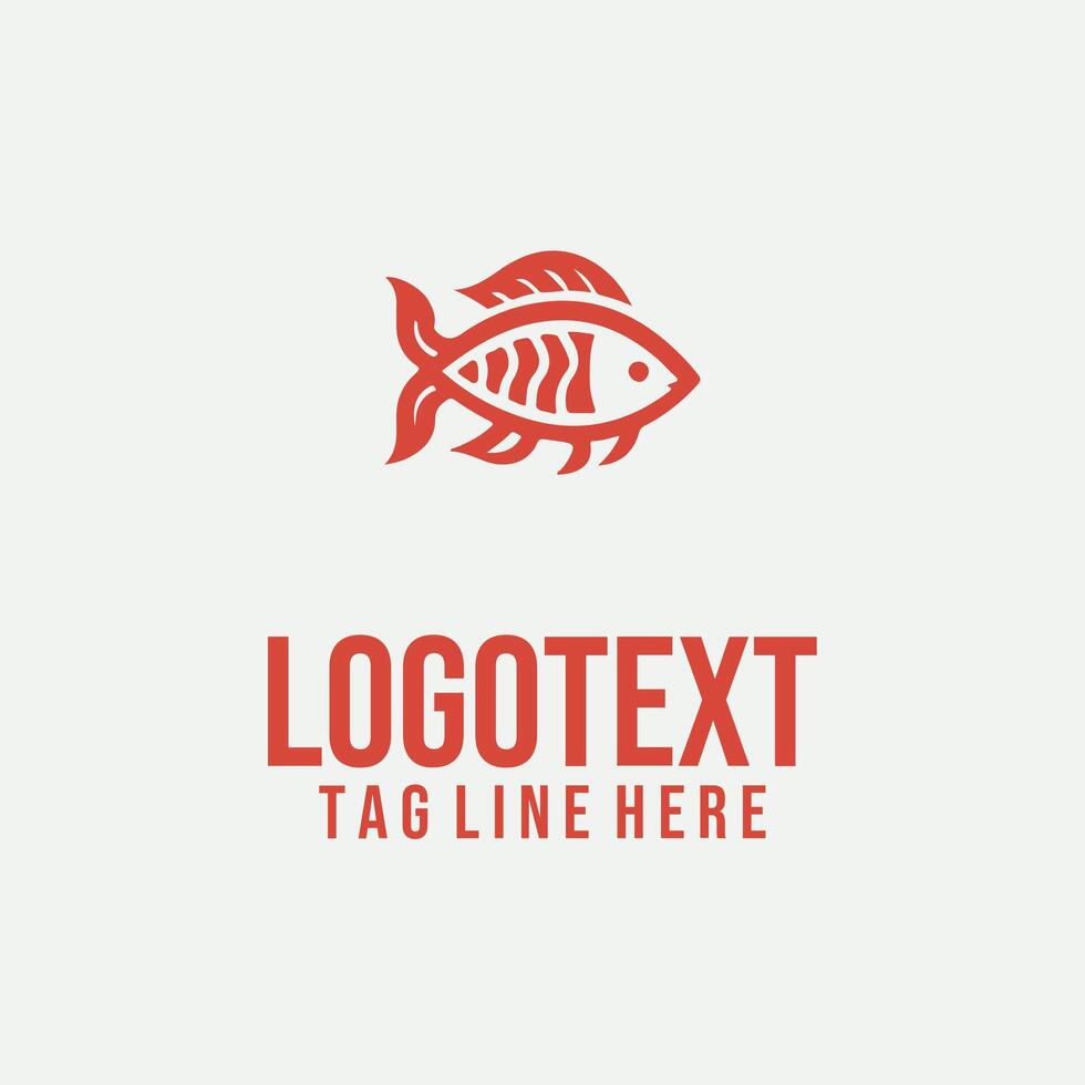 Stream line linear fish logo vector
