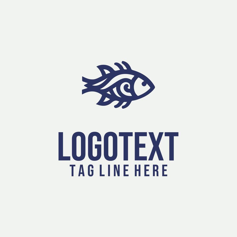 Line Fin linear fish logo vector