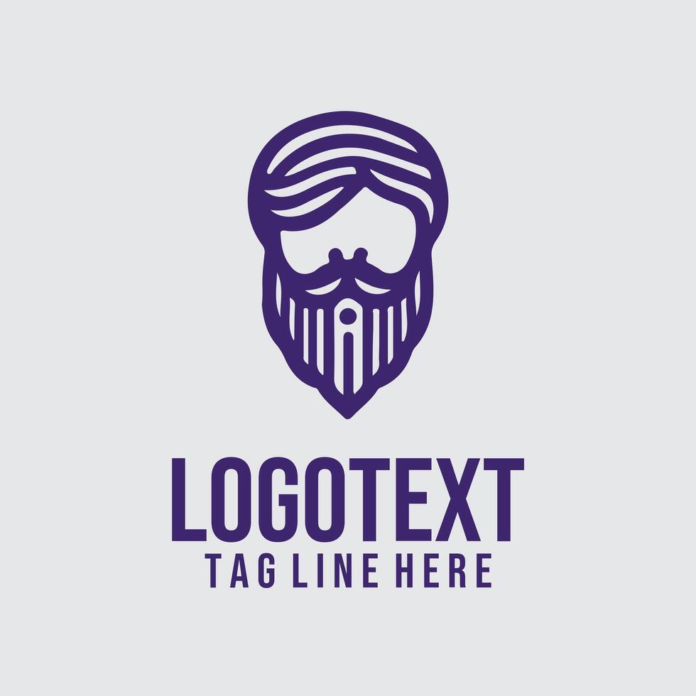 A bearded man with a mustache and beard logo vector