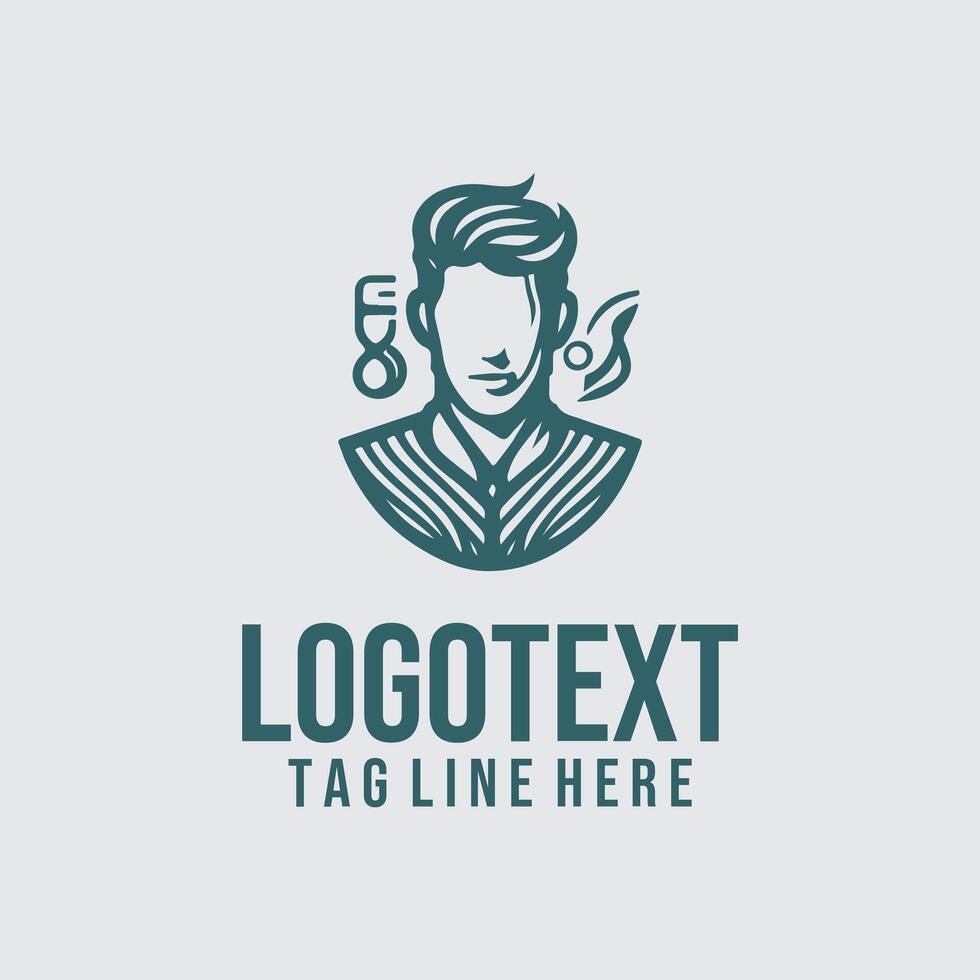 A man with a beard and glasses logo design vector