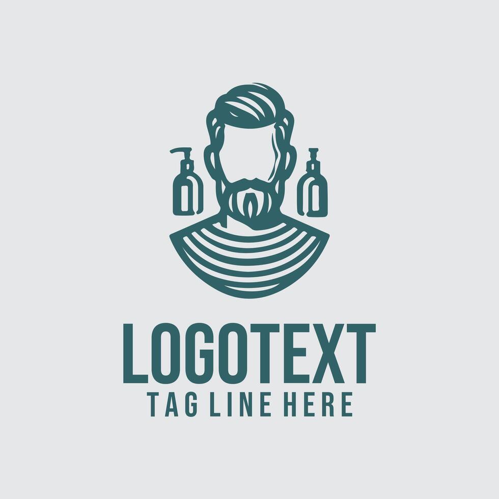 A man with a beard and mustache logo design vector