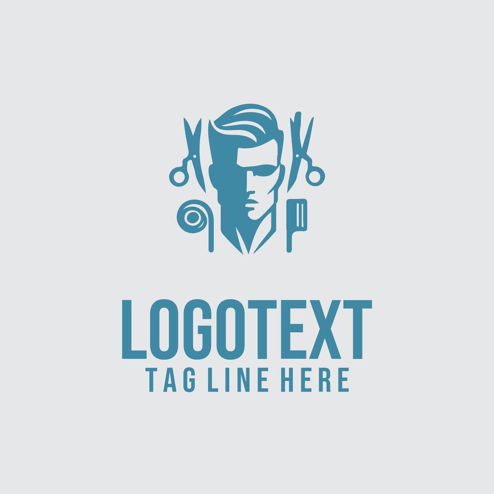 A man with a barber's hat logo vector