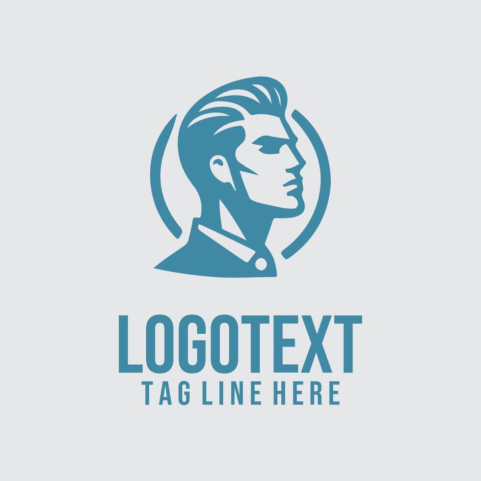 King s Grooming linear men salon logo vector
