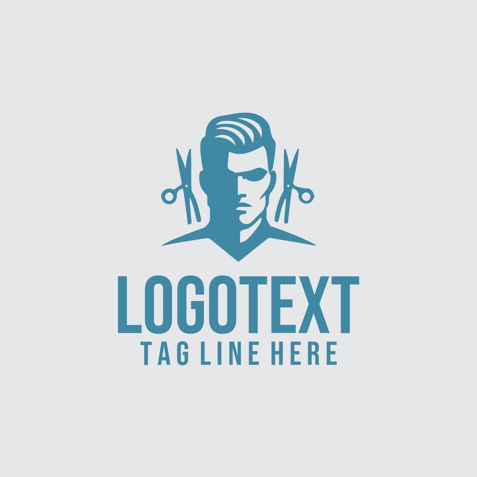 A man with scissors and a barber logo vector