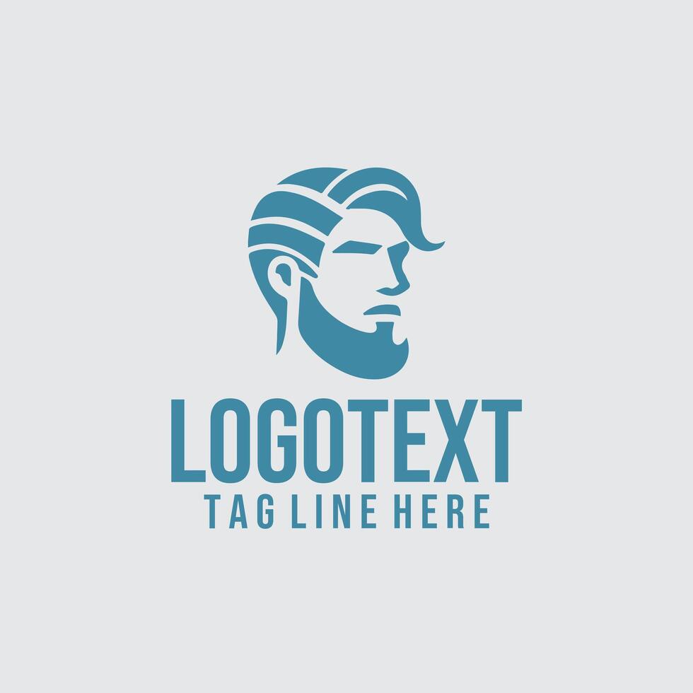 A man with a beard and mustache logo design vector