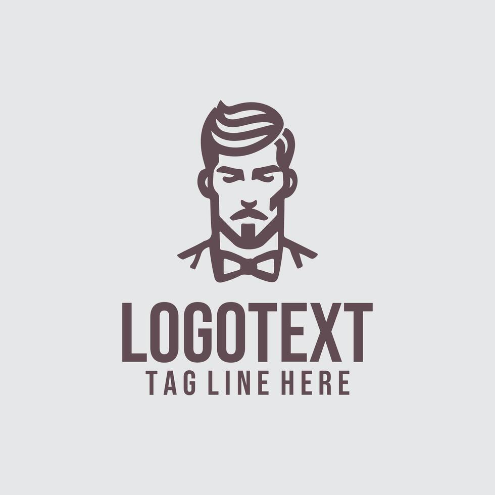 Edge Craft linear men salon logo vector