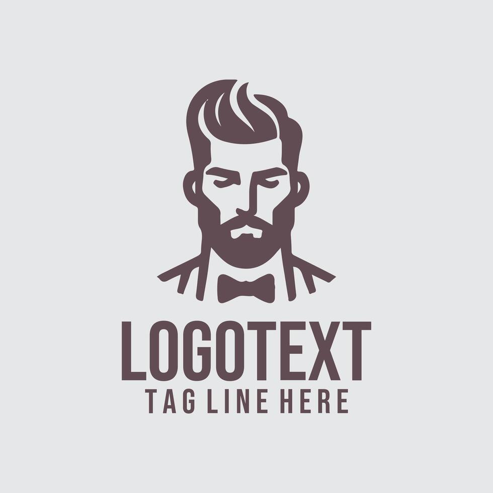 Edge Craft linear men salon logo vector
