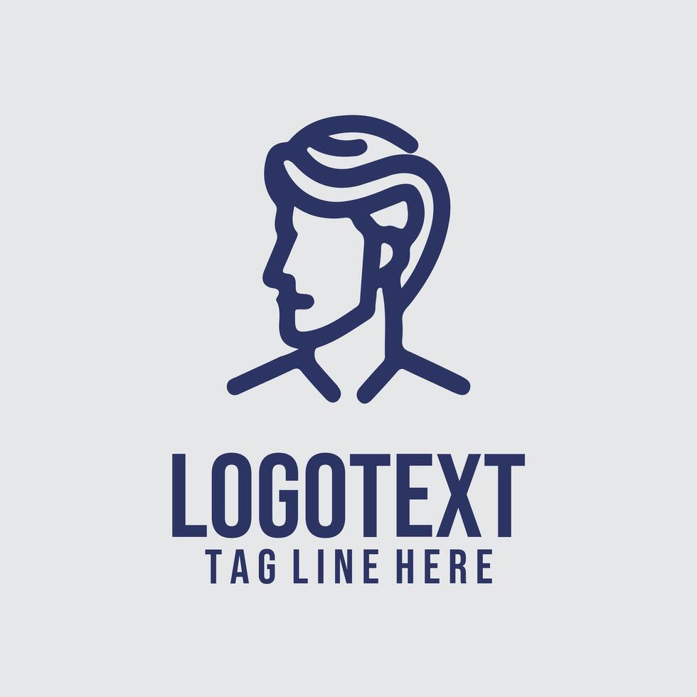 A man with a long hair logo design vector