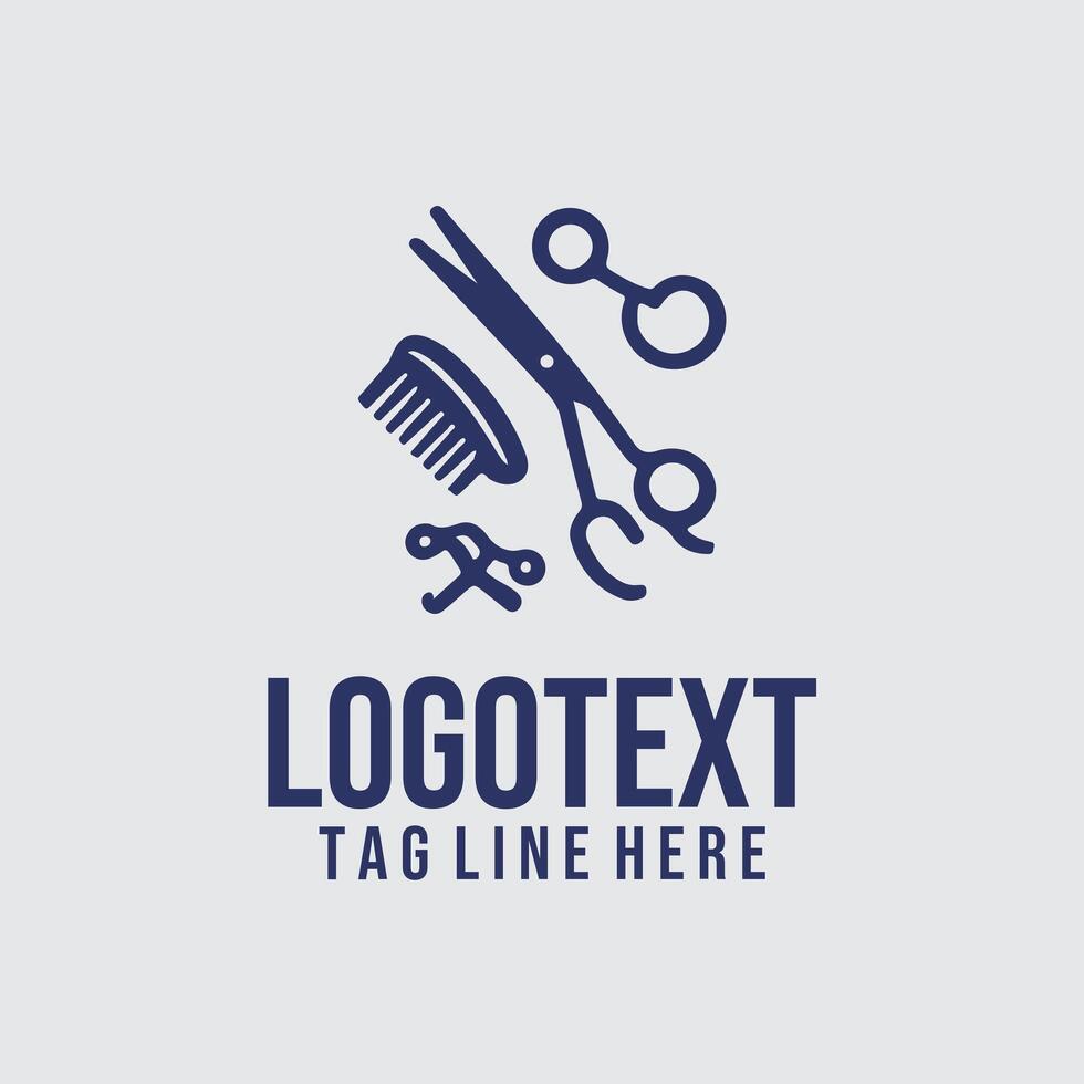 A logo for a barber shop with scissors and combs vector